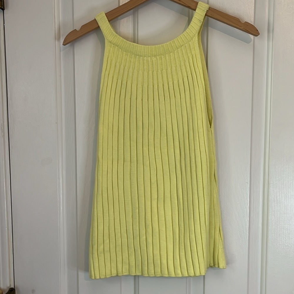 Anthropologie | Zadkine Ribbed Mock Neck‎ Sweater Tank in Canary Yellow Size Med - Picture 5 of 10